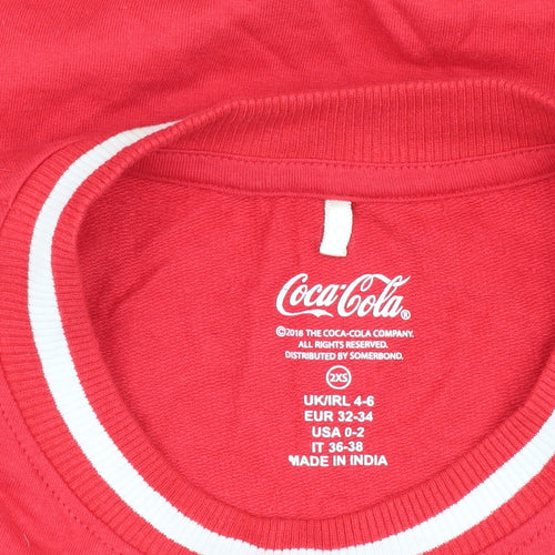 Coca-Cola Women's Red Logo Pullover Sweatshirt 2XS