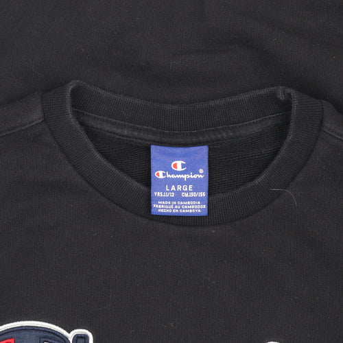 Champion Boys Black Pullover Logo Sweatshirt L