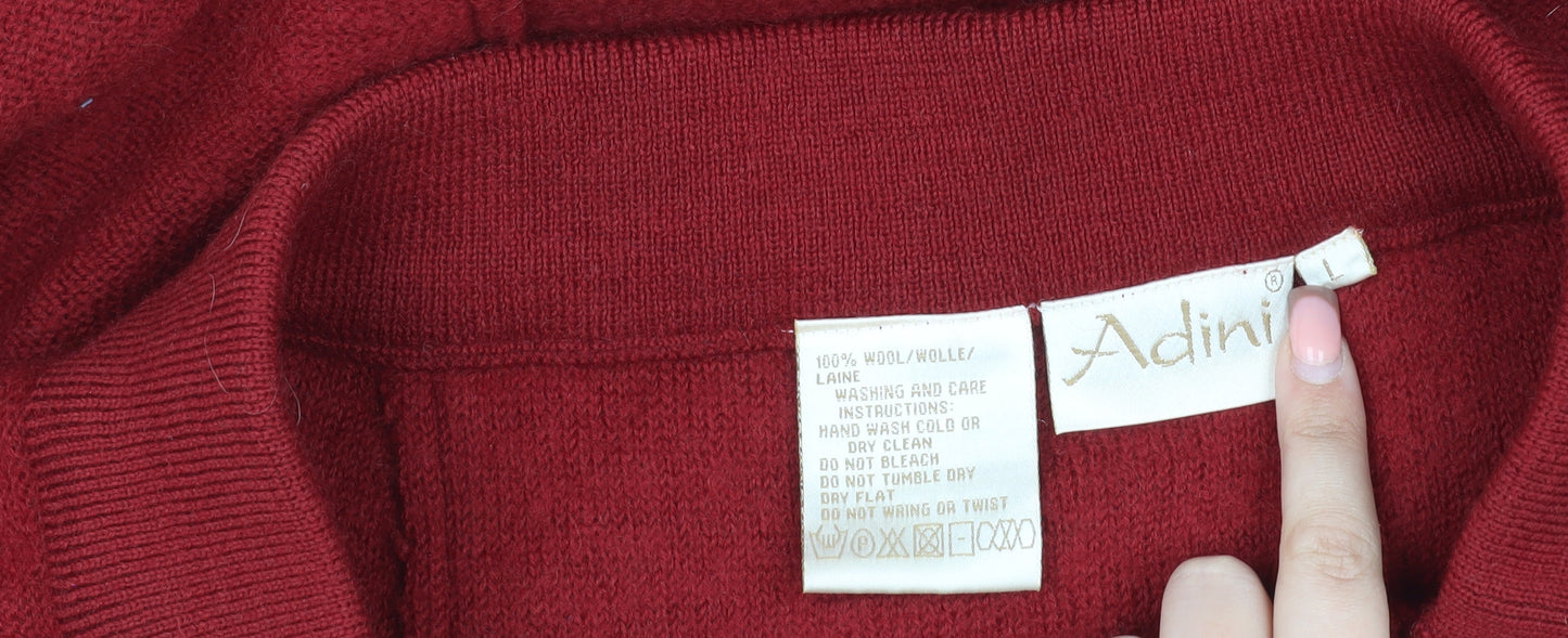 Adini Women's Red Wool Knit Skirt Size L