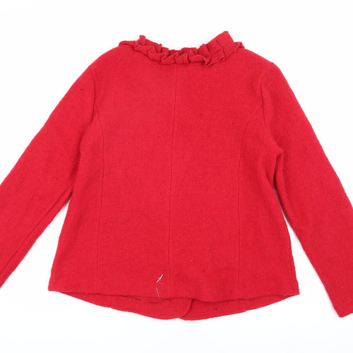 Klass Women's Red Wool Jacket - Medium, Collared Style