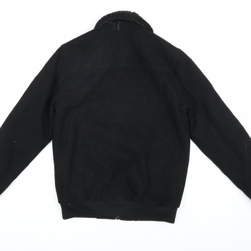 ASOS Unisex Black Wool Bomber Jacket, Size S, Full Zip