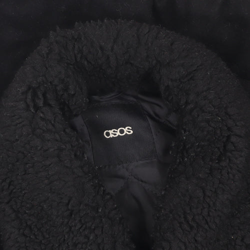 ASOS Unisex Black Wool Bomber Jacket, Size S, Full Zip