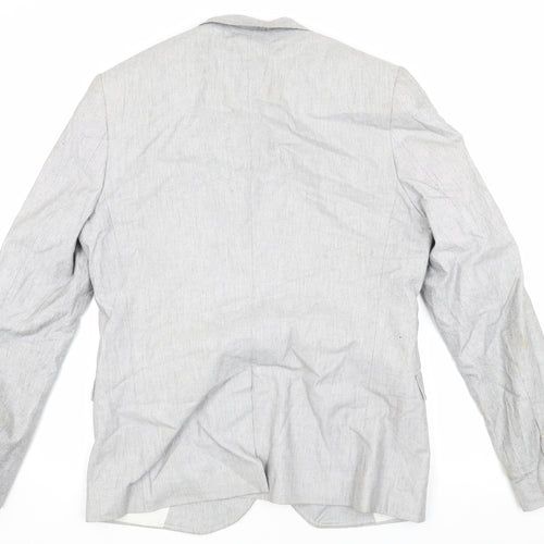 Topman Men's Grey Cotton Blazer, Size 40, Regular Fit