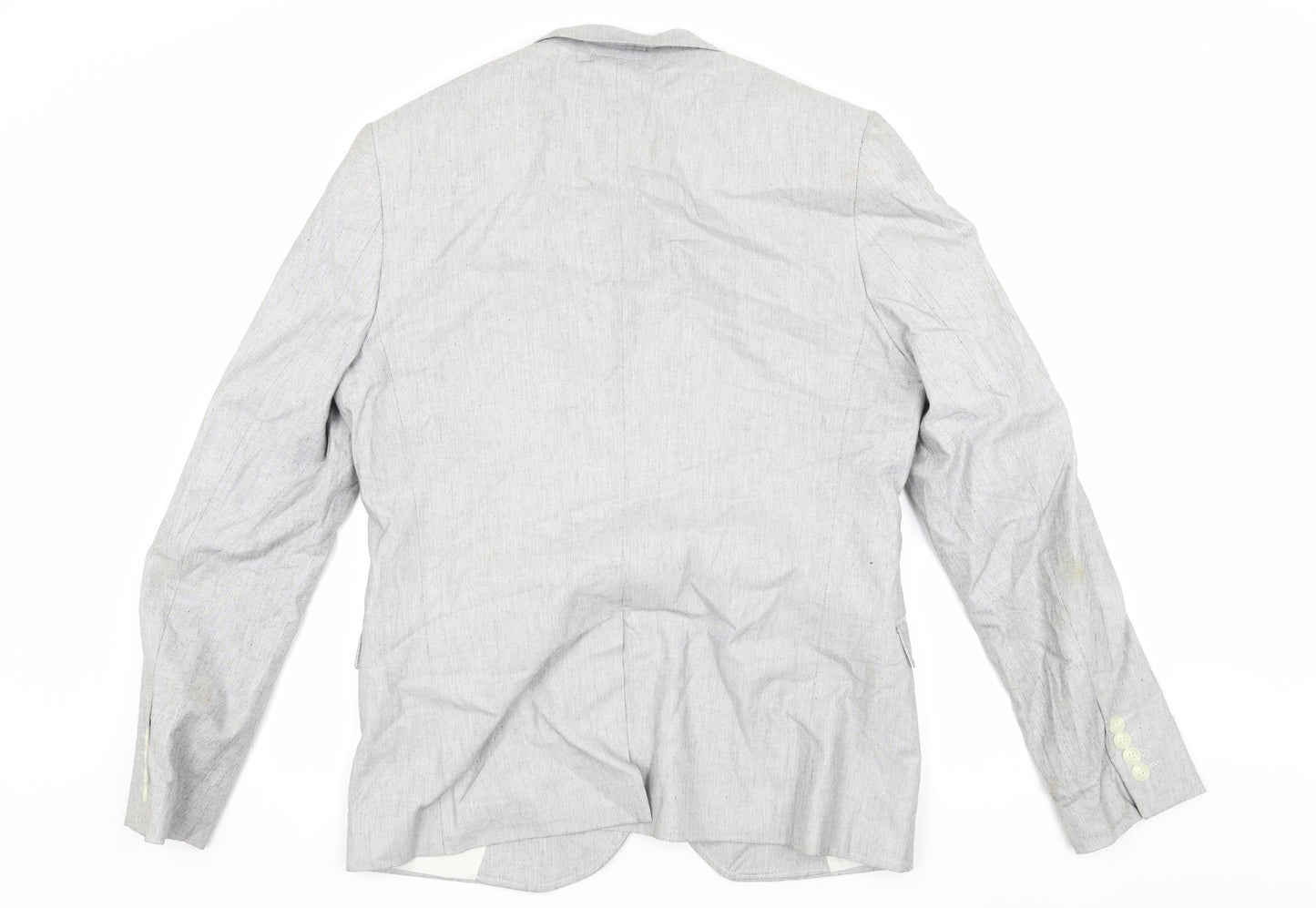 Topman Men's Grey Cotton Blazer, Size 40, Regular Fit