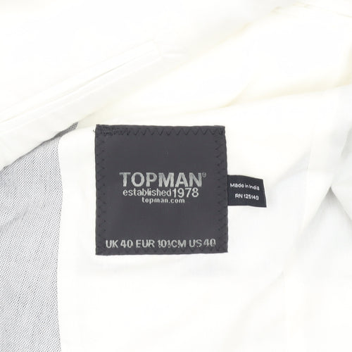 Topman Men's Grey Cotton Blazer, Size 40, Regular Fit