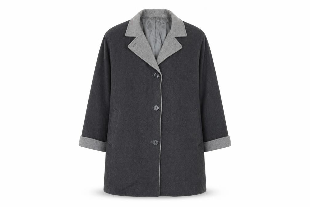 Front view of Eastex Women's Grey Wool Overcoat, size 20