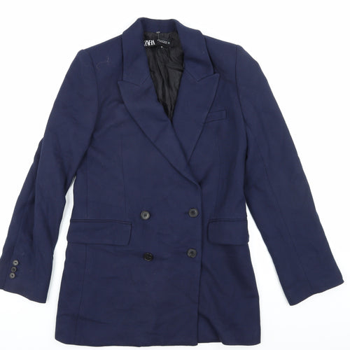 ZARA Women's Blue XS Double-Breasted Blazer