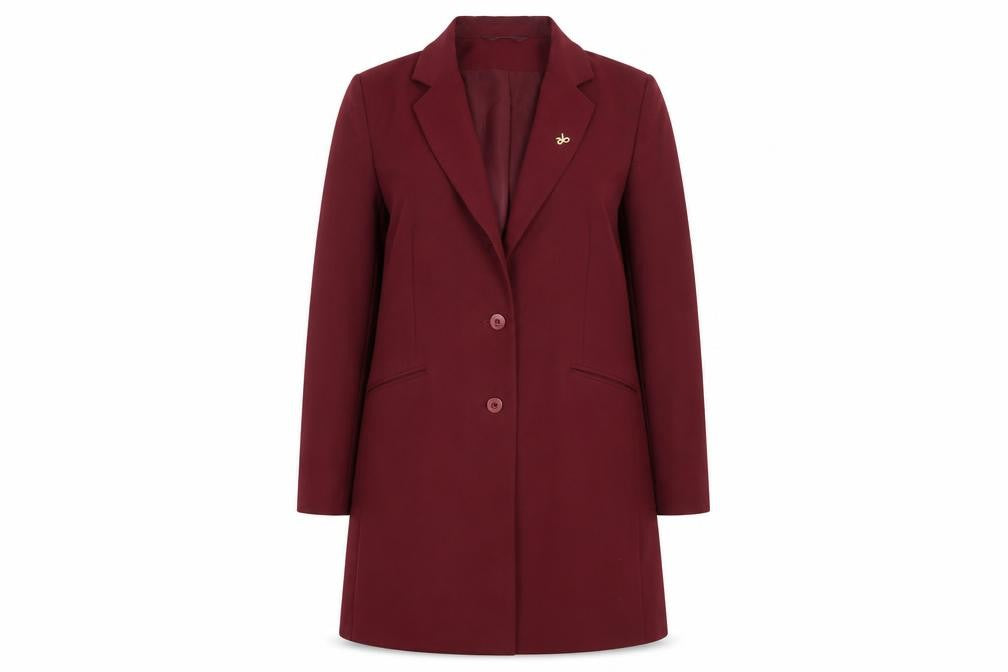 Front view of Modern Classics Women's Red Long Overcoat, size 14