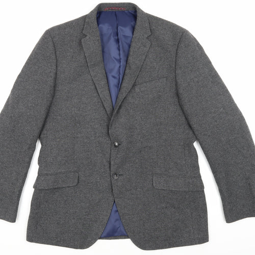M&S Men's Grey Slim Fit Blazer Herringbone 42 Jacket