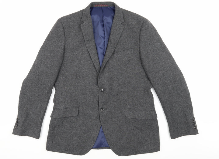 M&S Men's Grey Slim Fit Blazer Herringbone 42 Jacket