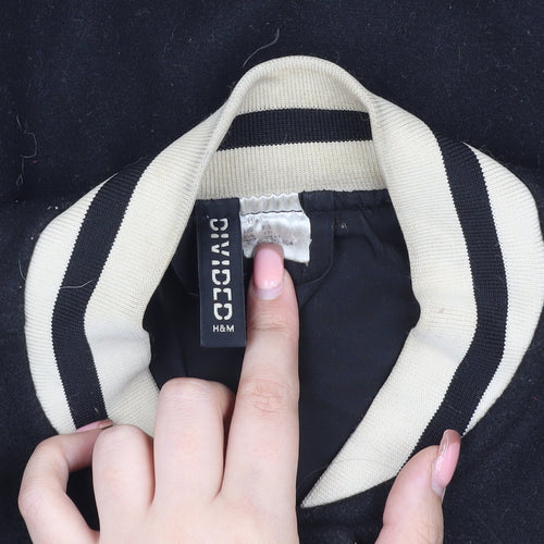 H&M Women’s Black Varsity Jacket, Size S, Casual Style