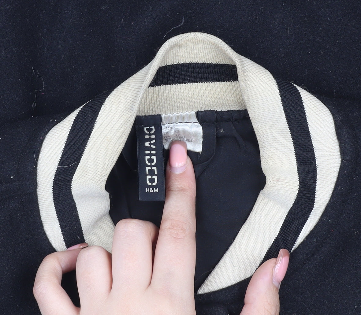 H&M Women’s Black Varsity Jacket, Size S, Casual Style