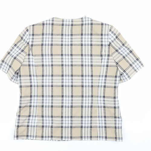 Bonmarche Women's Beige Plaid Blouse Size 18 V-Neck