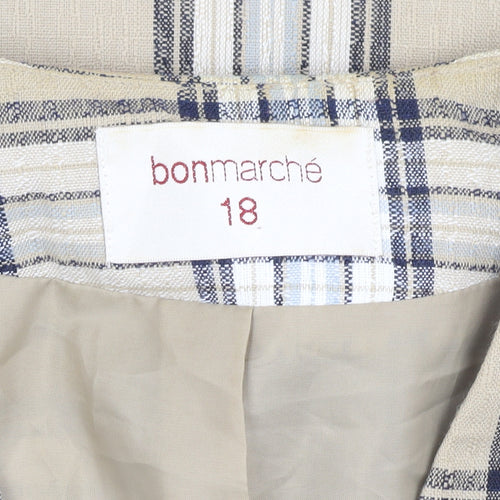 Bonmarche Women's Beige Plaid Blouse Size 18 V-Neck
