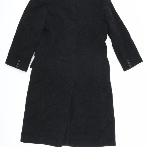 MaxMara Women's Black Wool Blend Long Overcoat Size 12