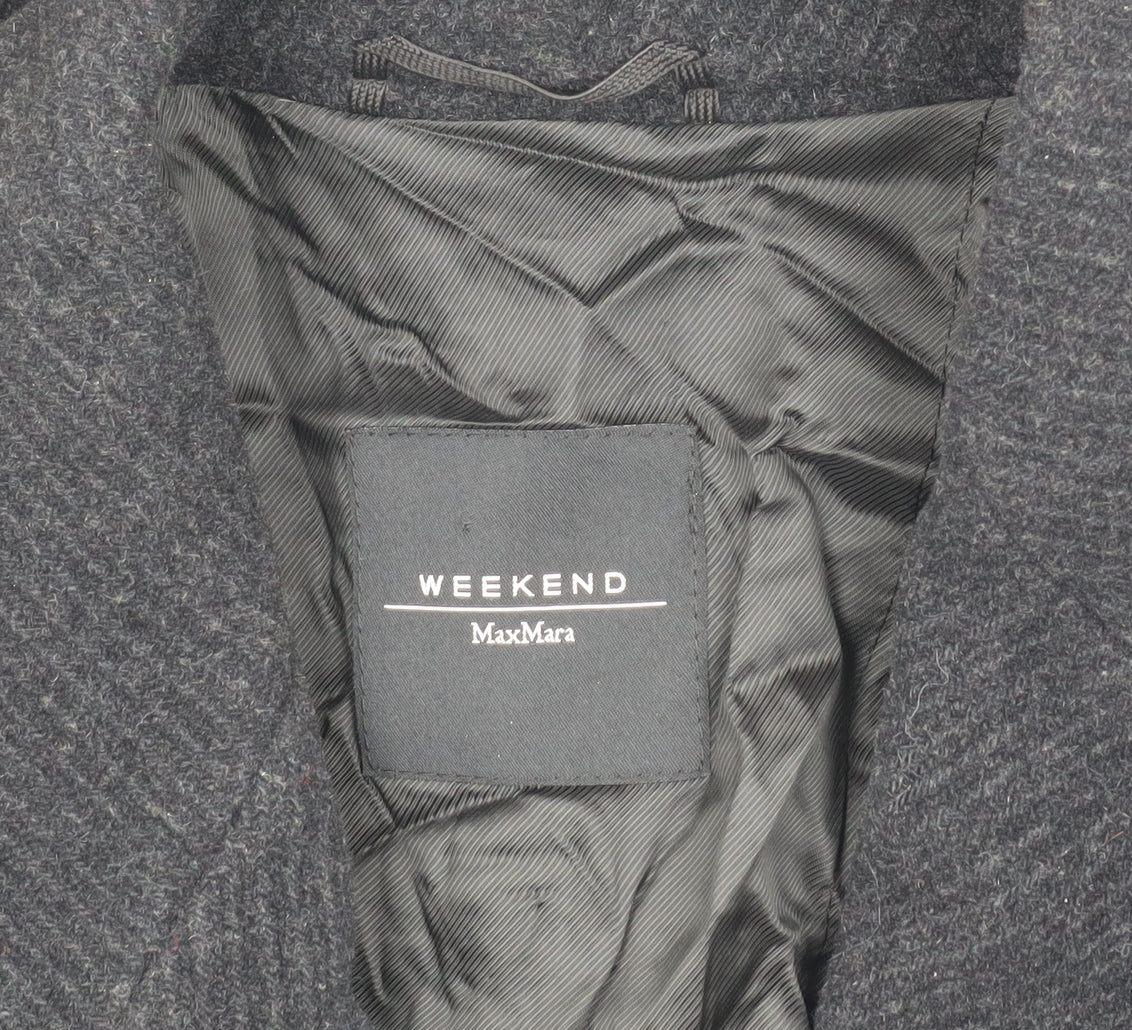 MaxMara Women's Black Wool Blend Long Overcoat Size 12