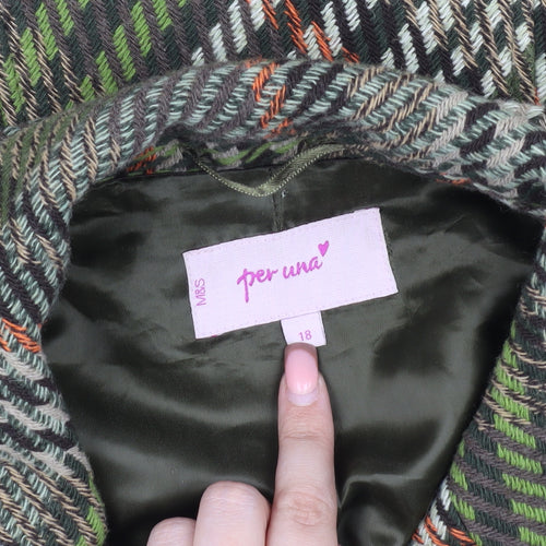 Marks and Spencer Women's Multicoloured Wool Pea Coat Size 18