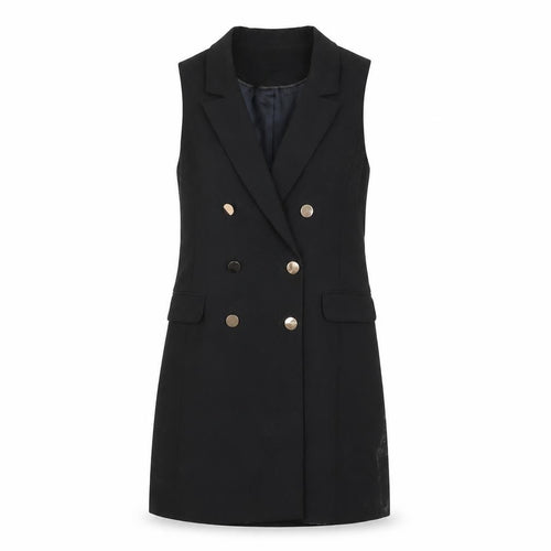 Topshop Women Black Jacket Dress Size 8 Button Sleeveless