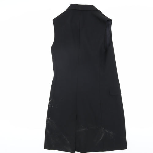 Topshop Women Black Jacket Dress Size 8 Button Sleeveless