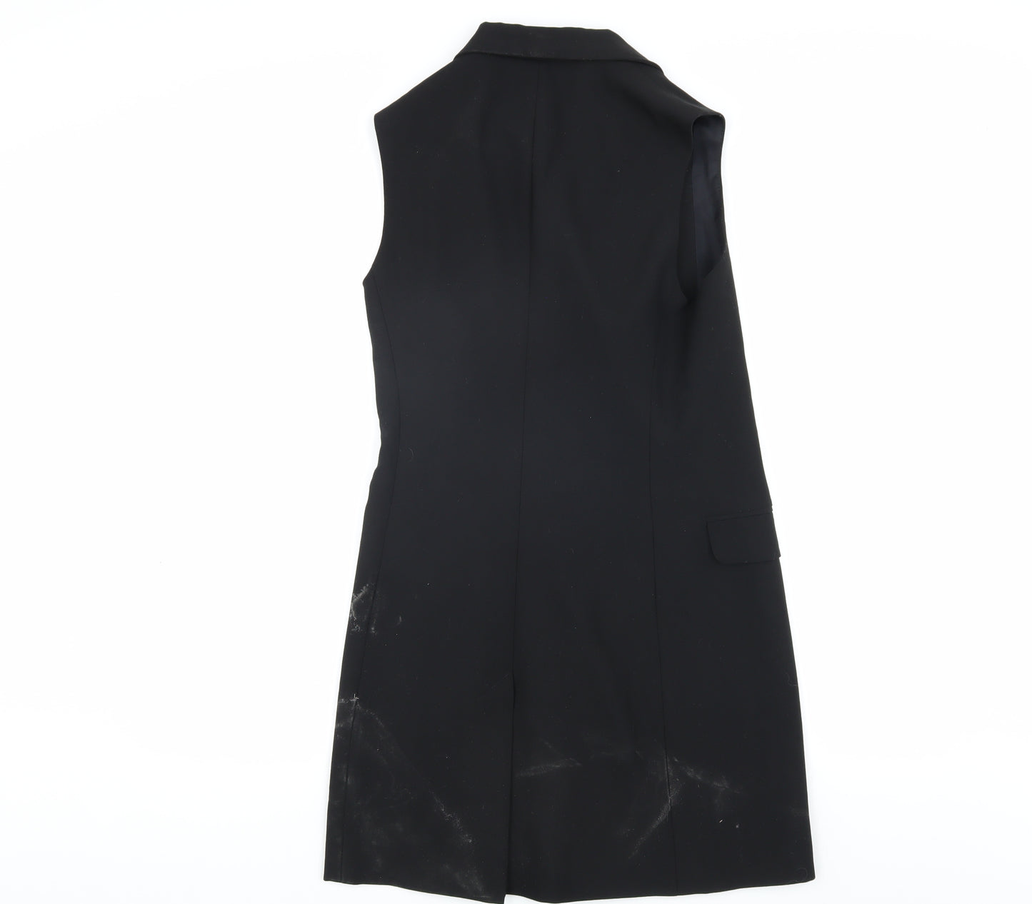 Topshop Women Black Jacket Dress Size 8 Button Sleeveless