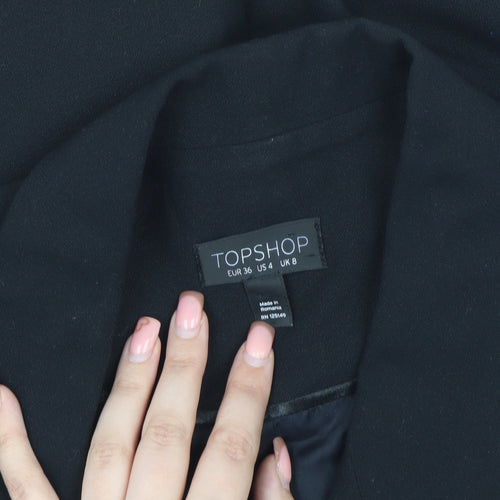 Topshop Women Black Jacket Dress Size 8 Button Sleeveless