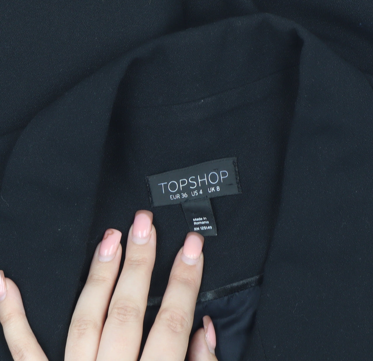 Topshop Women Black Jacket Dress Size 8 Button Sleeveless