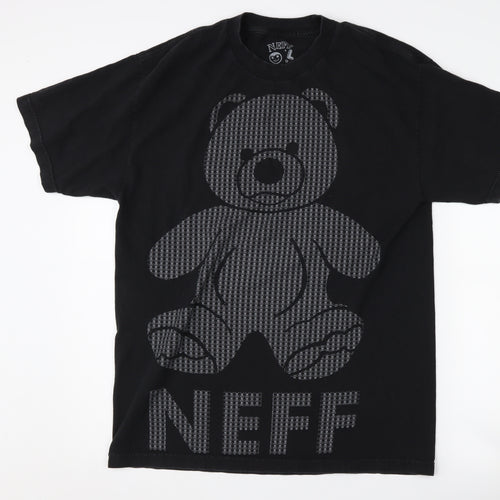 Neff Men's Black Bear Graphic Print T-Shirt, Large