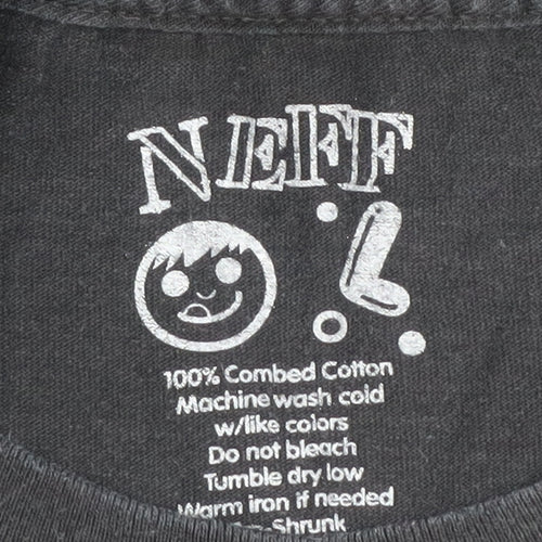 Neff Men's Black Bear Graphic Print T-Shirt, Large