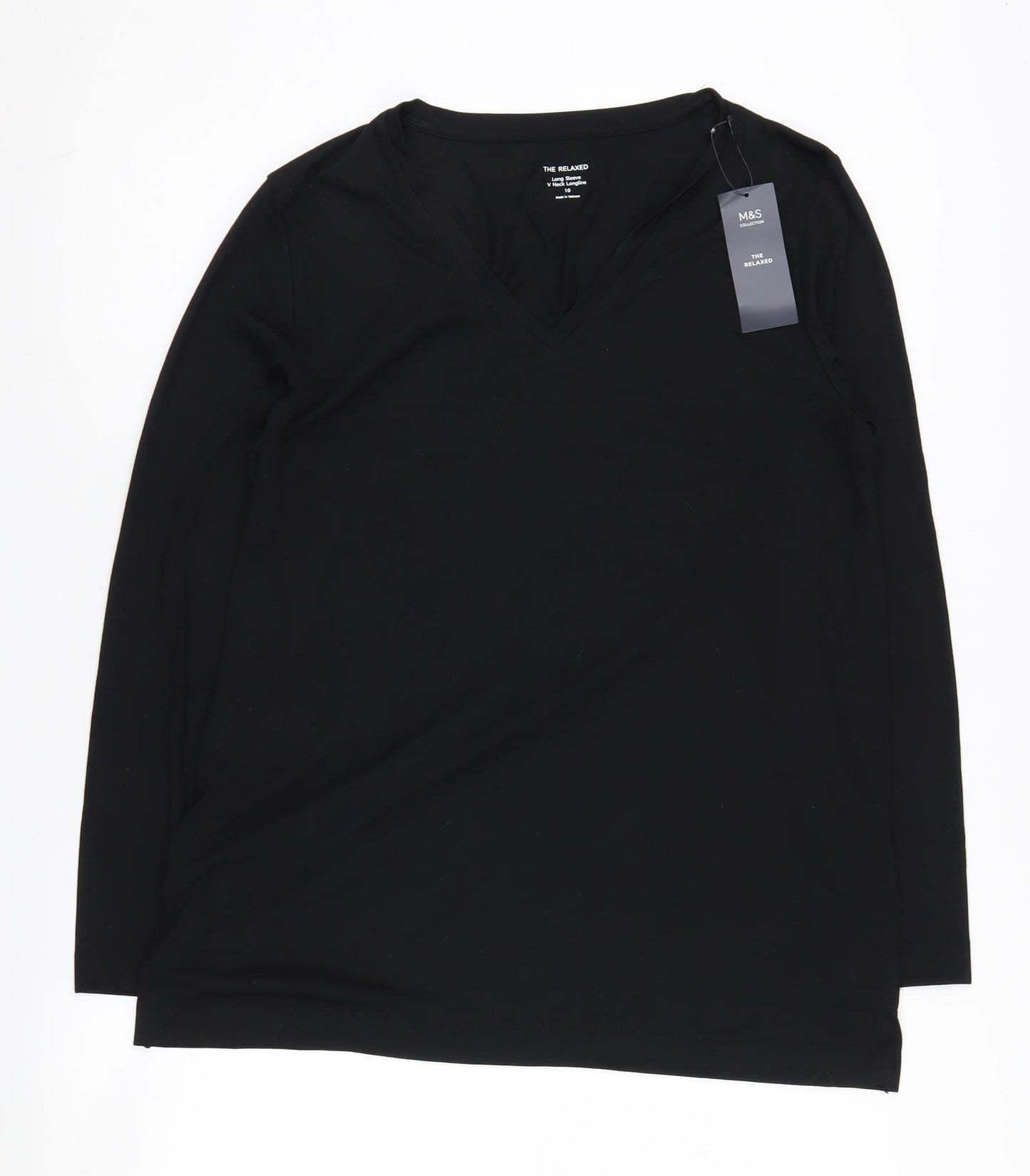 Marks and Spencer Women's Black V-Neck Long Sleeve T-Shirt