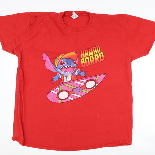 Gildan Men's Red Cartoon Stitch 2XL T-Shirt