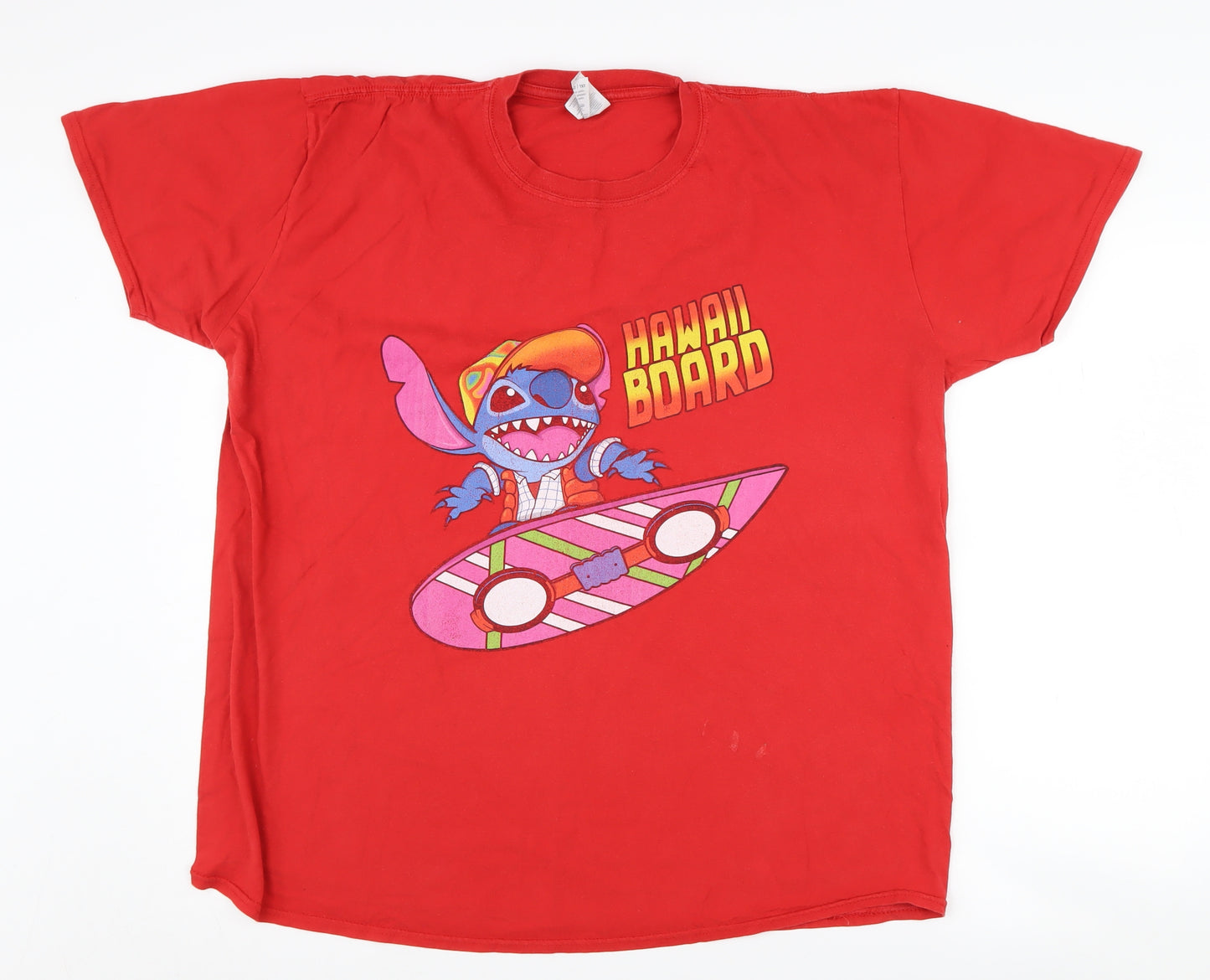 Gildan Men's Red Cartoon Stitch 2XL T-Shirt