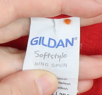 Gildan Men's Red Cartoon Stitch 2XL T-Shirt