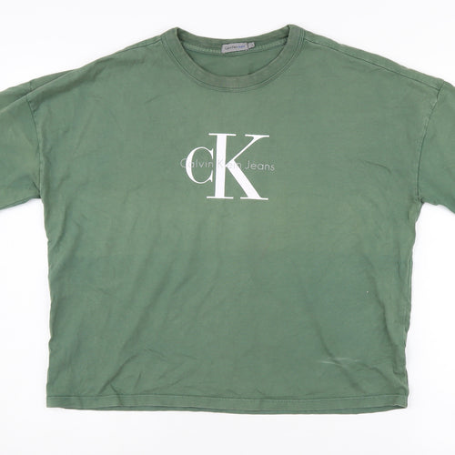 Calvin Klein Jeans Unisex Green Crew Neck T-Shirt L