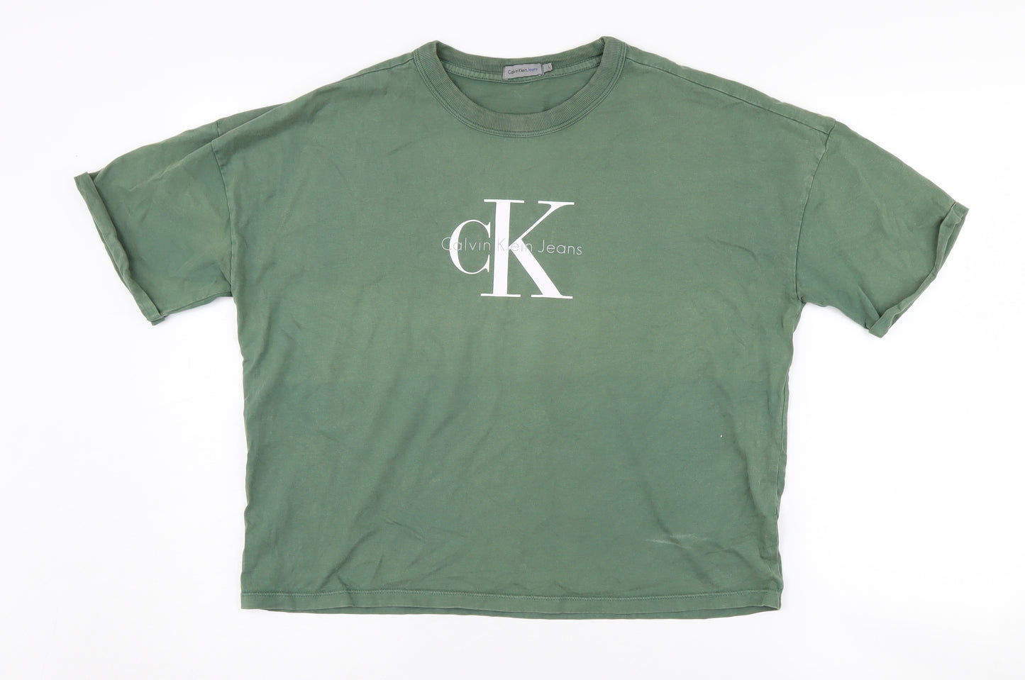 Calvin Klein Jeans Unisex Green Crew Neck T-Shirt L