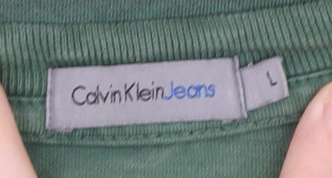 Calvin Klein Jeans Unisex Green Crew Neck T-Shirt L