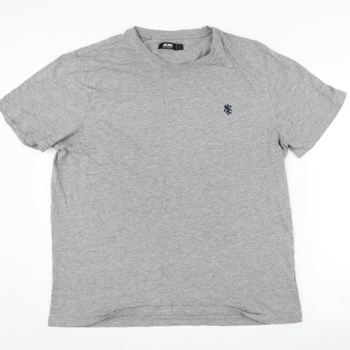 Jacamo Men's Grey L T-Shirt, Cotton Blend, Crew Neck