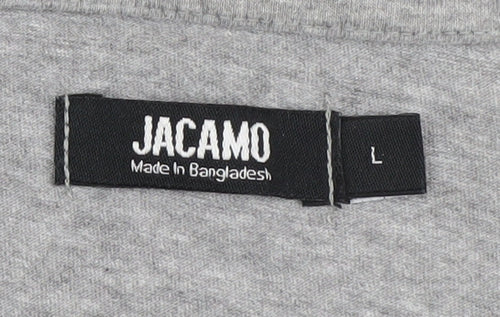 Jacamo Men's Grey L T-Shirt, Cotton Blend, Crew Neck