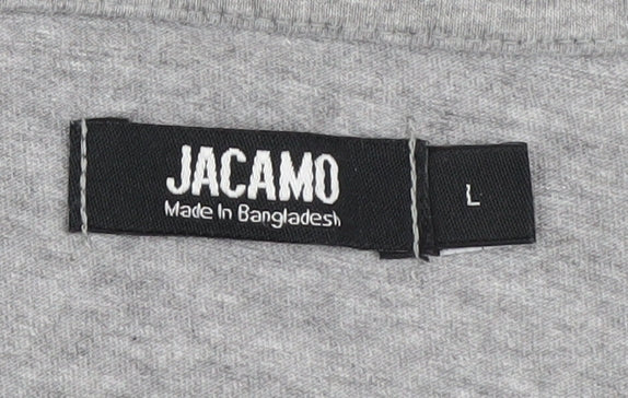 Jacamo Men's Grey L T-Shirt, Cotton Blend, Crew Neck