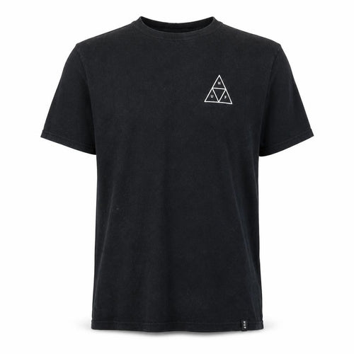HUF Men's Black Crew Neck T-Shirt, Size M, Logo Accent