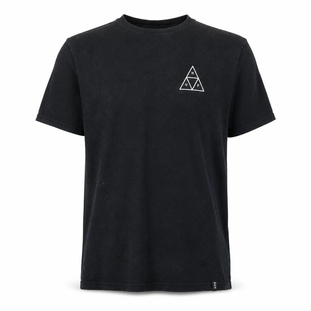 HUF Men's Black Crew Neck T-Shirt, Size M, Logo Accent