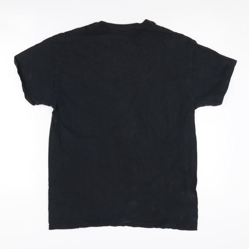 HUF Men's Black Crew Neck T-Shirt, Size M, Logo Accent