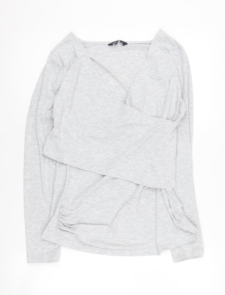 Marks and Spencer Women's Grey Wrap Blouse, Size M