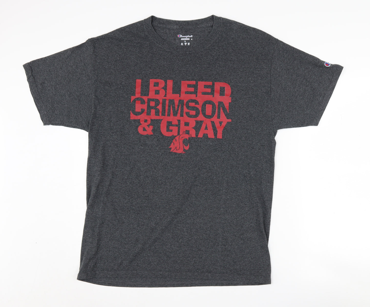 Champion Men's Grey College Graphic T-Shirt Size L
