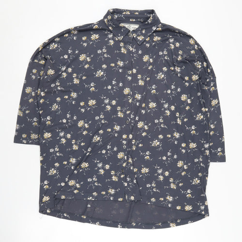 Fat Face Women's Blue Floral Button-Up Shirt Size 10