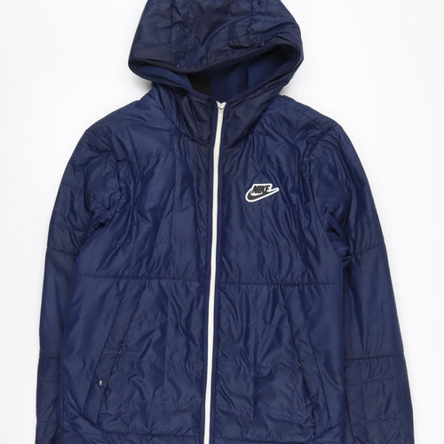 Nike Men's Blue Hooded Puffer Jacket Small