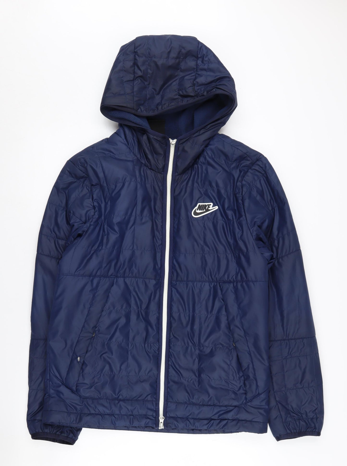 Nike Men's Blue Hooded Puffer Jacket Small