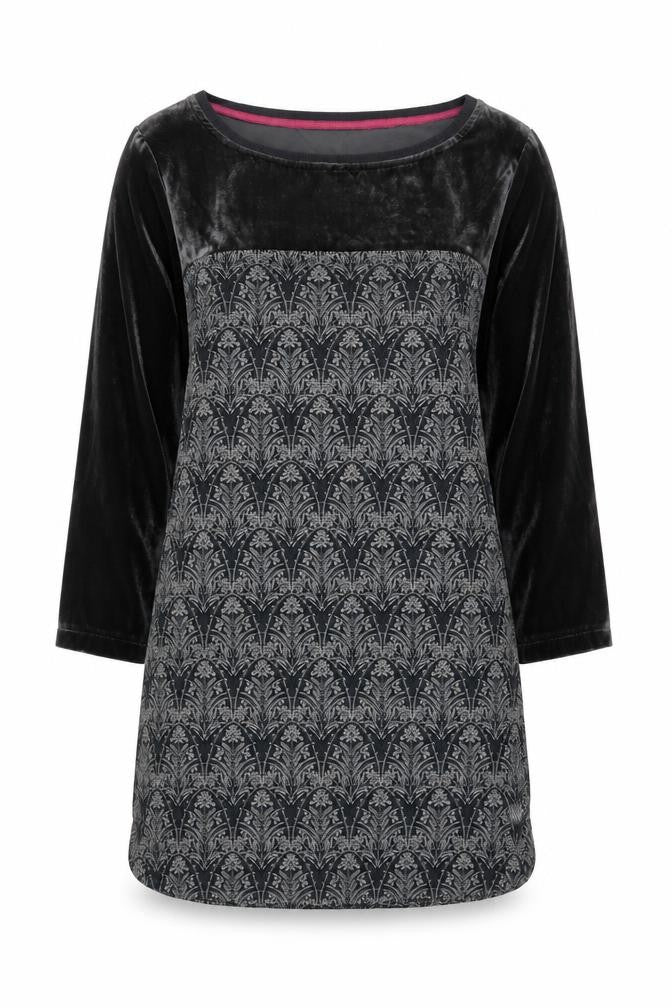 Front view of White Stuff Women's Black Velvet Tunic Blouse -, size 8