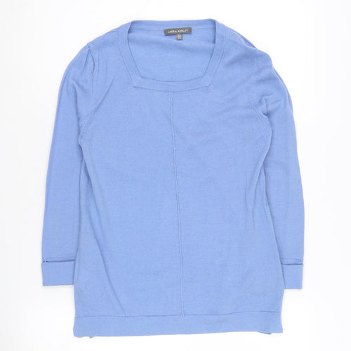 Laura Ashley Women's Blue Merino Wool Jumper, Size 8