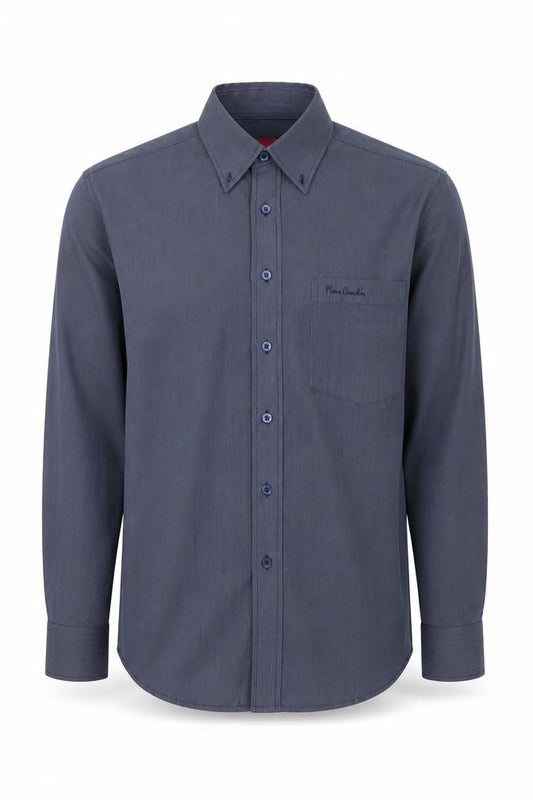 Front view of Pierre Cardin Men's Blue Striped Shirt, S, Button-Up