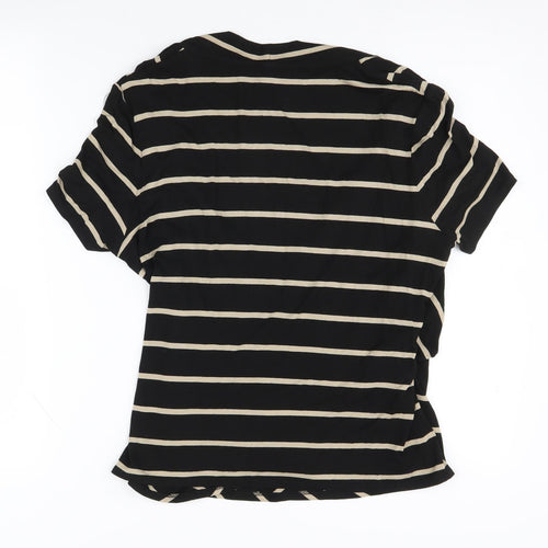 Viyella Women's Black Striped Wrap Top - Large